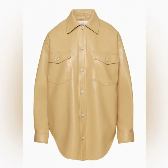 Aritzia Wilfred Vegan Leather Ganna Jacket- Sandy Beige- 2XL - Picture 2 of 5